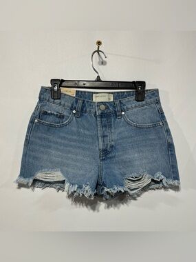 Ban Jara Lose Fit High-Rise Button Fly Frayed Hem Jean Shorts Size 7/27 NWT